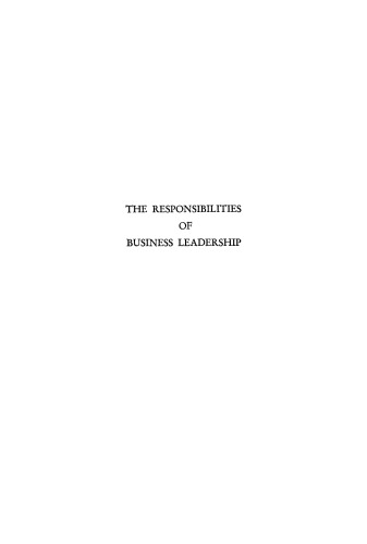 The Responsibilities of Business Leadership