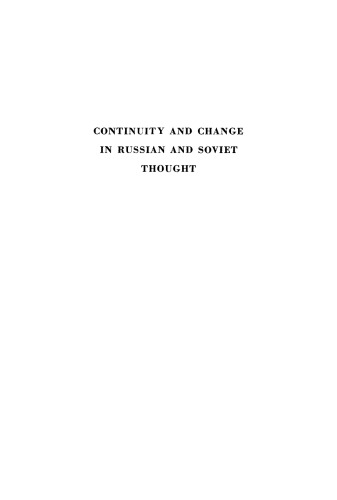 Continuity and Change in Russian and Soviet Thought