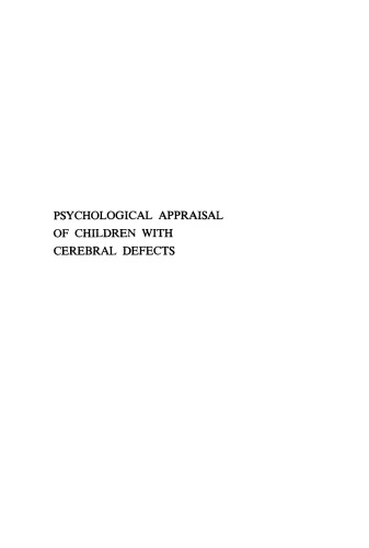 Psychological Appraisal of Children with Cerebral Defects