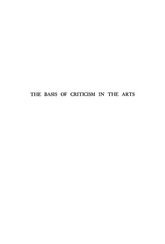 The Basis of Criticism in the Arts