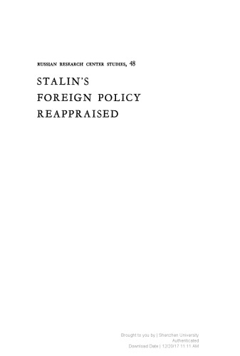 Stalin’s Foreign Policy Reappraised