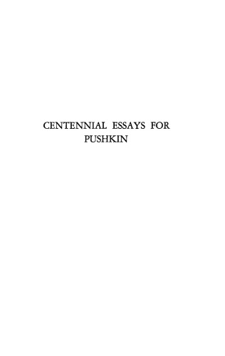 Centennial Essays for Pushkin
