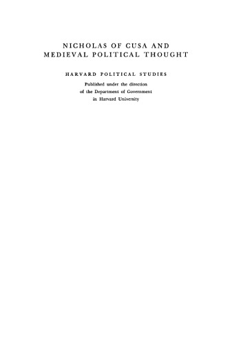 Nicholas of Cusa and Medieval Political Thought