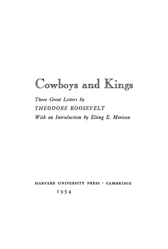 Cowboys and Kings: Three Great Letters by Theodore Roosevelt