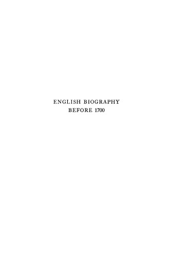 English Biography Before 1700