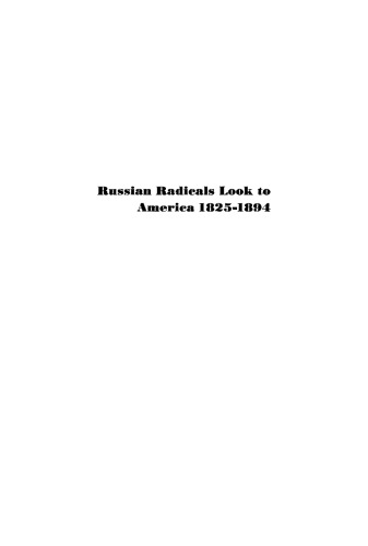 Russian Radicals Look to America, 1825–1894