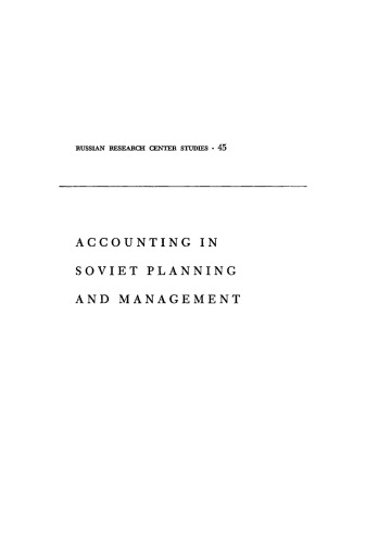 Accounting in Soviet Planning and Management