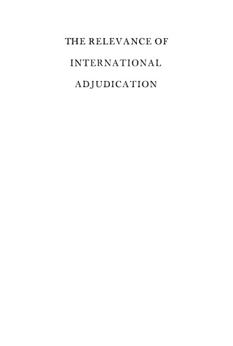 The Relevance of International Adjudication