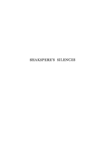 Shakespeare's Silences