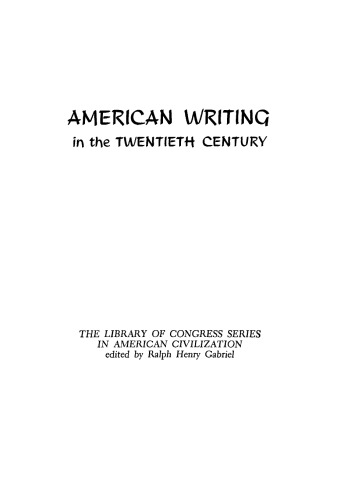 American Writing in the Twentieth Century