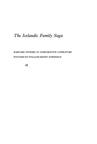 The Icelandic Family Saga: An Analytic Reading