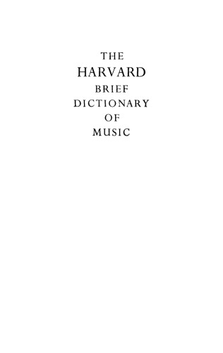 The Harvard Brief Dictionary of Music