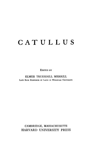 Catullus: Reprint Edition
