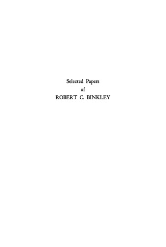 Selected Papers of Robert C. Binkley