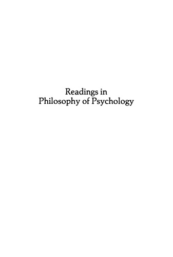 Readings in philosophy of psychology, Volume I