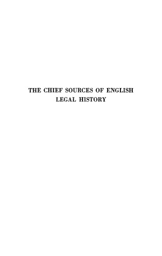 The Chief Sources of English Legal History