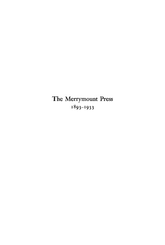 Notes on the Merrymount Press & Its Work
