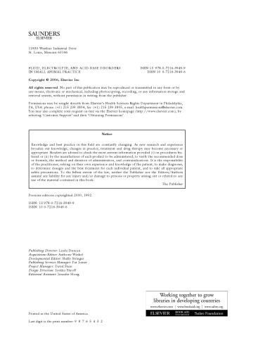 Fluid, Electrolyte, and Acid-Base Disorders in Small Animal Practice