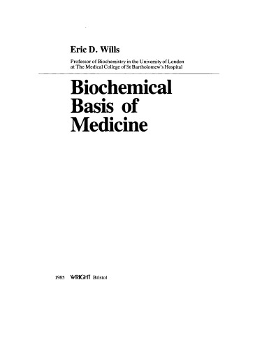 Biochemical Basis of Medicine