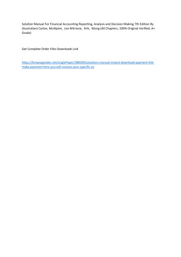 Financial Accounting Reporting, Analysis and Decision Making