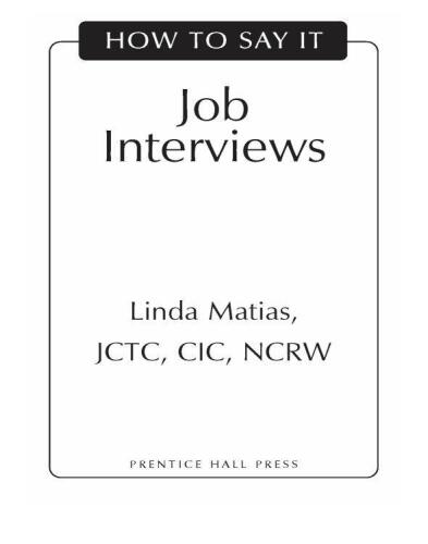 How to Say It Job Interviews