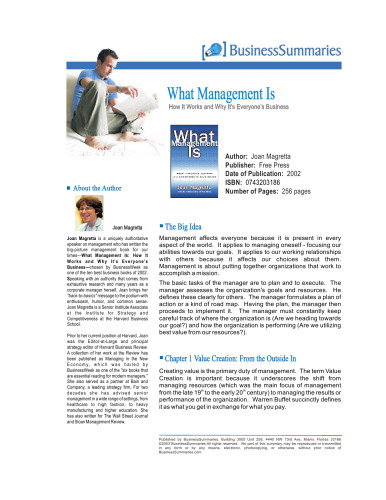 What Management Is: How It Works and Why It's Everyone's Business