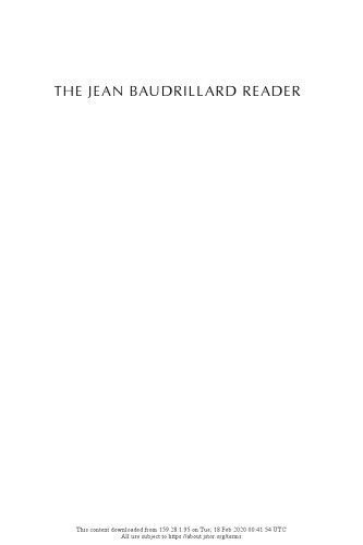 The Jean Baudrillard Reader