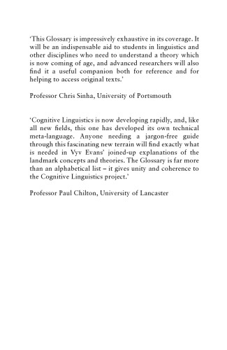 A Glossary of Cognitive Linguistics