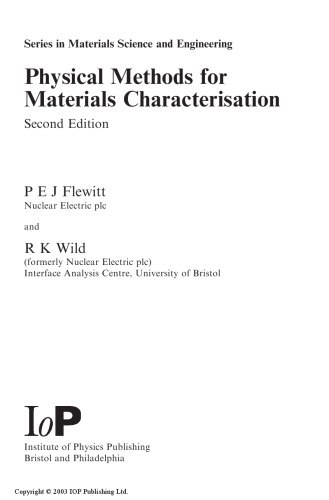Physical methods for materials characterisation