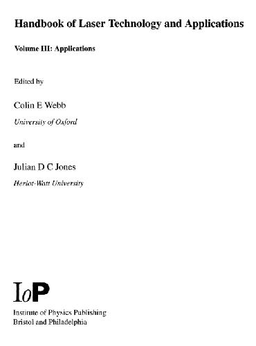Handbook of Laser Technology: Applications