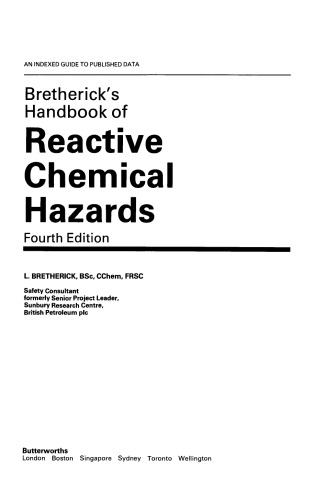 Bretherick's Handbook of Reactive Chemical Hazards