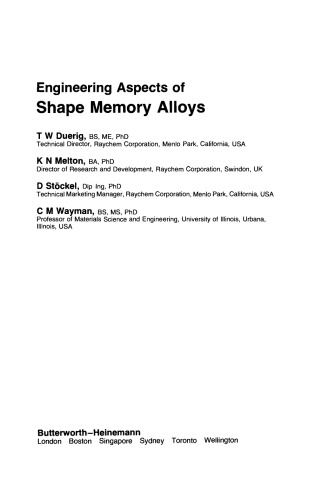 Engineering Aspects of Shape Memory Alloys