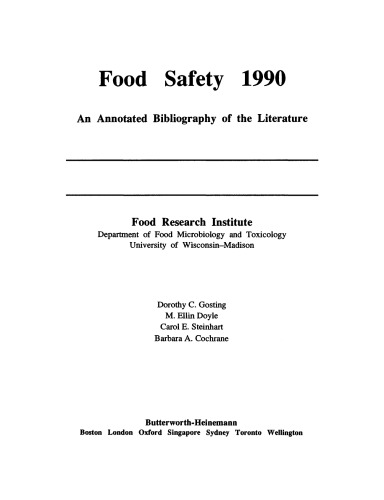 Food Safety 1990. An Annotated Bibliography of the Literature