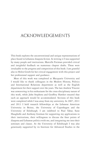The Literature of the Lebanese Diaspora: Representations of Place and Transnational Identity