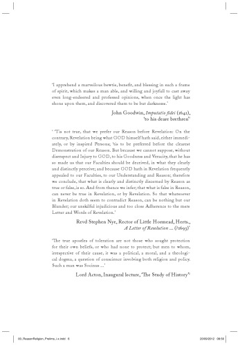 Reason and Religion in late seventeenth-century England: The Politics and Theology of Radical Dissent