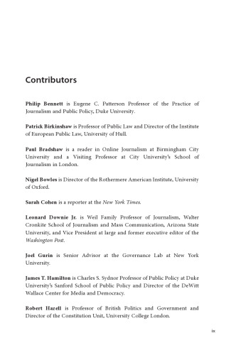 Transparency in Politics and the Media: Accountability and Open Government