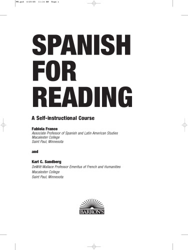 Spanish for reading: a self-instructional course