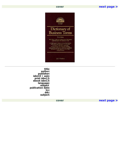 Dictionary of Business Terms