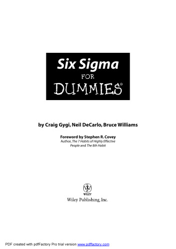 Six Sigma For Dummies