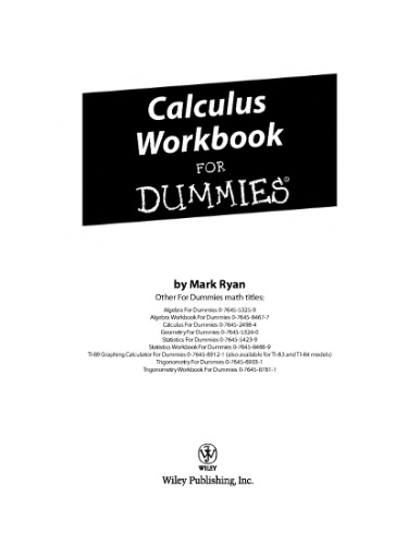 Calculus Workbook For Dummies