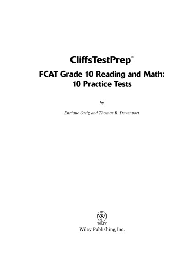 FCAT Grade 10 Reading and Math: 10 Practice Tests