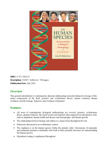 The Human Species: An Introduction To Biological Anthropology