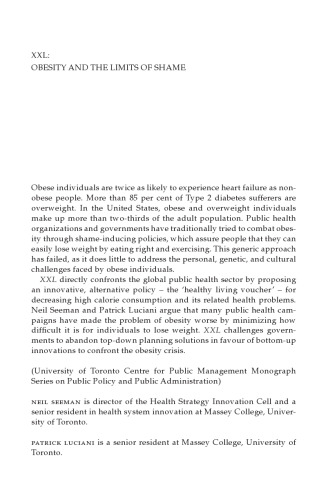 XXL: Obesity and the Limits of Shame