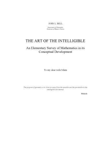 The art of the intelligible.An elementary survey of mathematics in its conceptual development