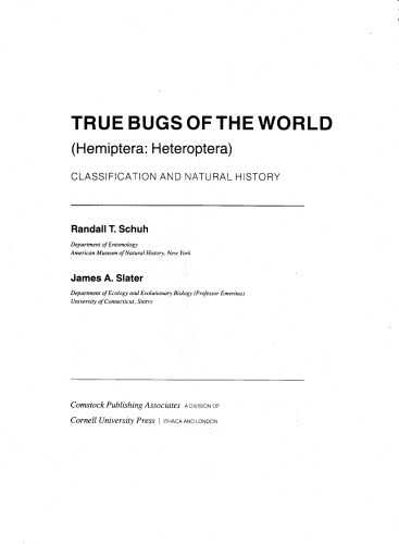 TRUE BUGS OF THE WORLD (Hemiptera: Heteroptera)
