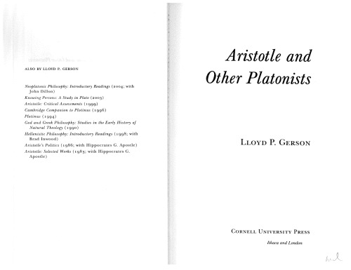 Aristotle and Other Platonists
