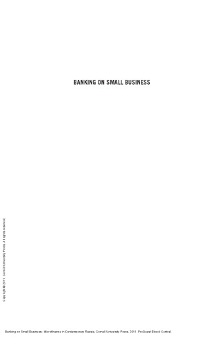 Banking on Small Business : Microfinance in Contemporary Russia