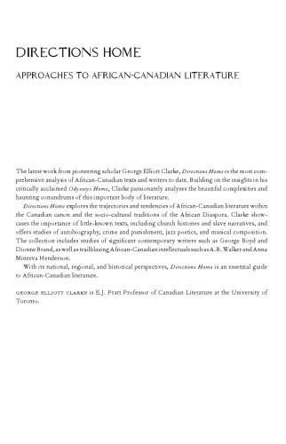 Directions Home: Approaches to African-Canadian Literature