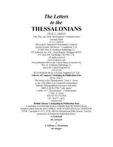 The Letters to the Thessalonians