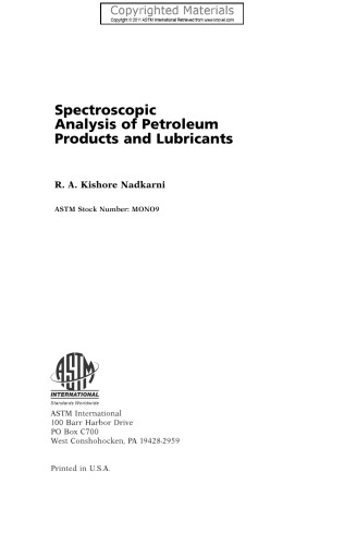 Spectroscopic Analysis of Petroleum Products and Lubricants